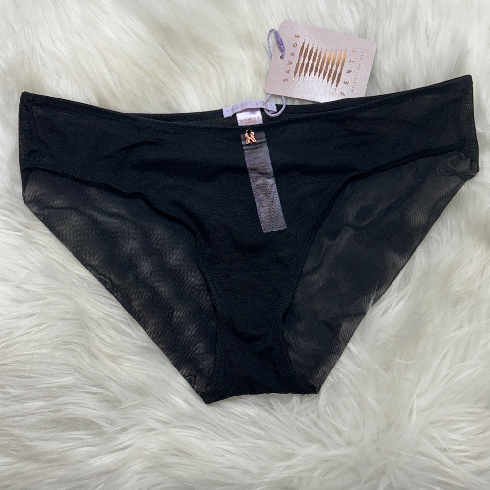 {BNWT} by Rihanna Savage X Fenty Black Sheer Panties. Gorgeous!